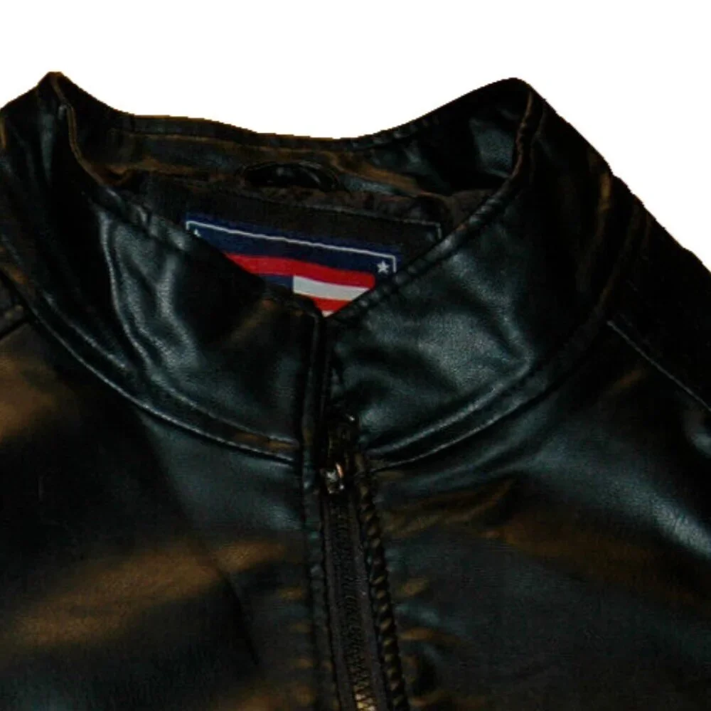 Phat Farm Men's Jacket Size L Black Moto Biker Racing